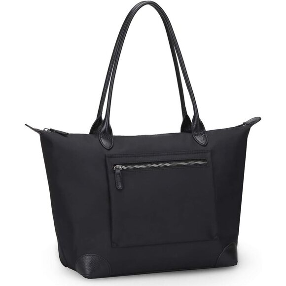 Elegant Large Tote for Women: Waterproof Leather Nylon Shoulder Bag Foldable